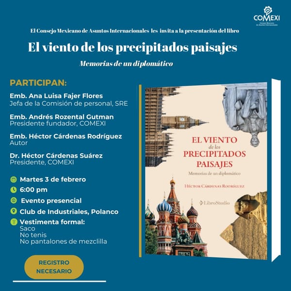 Presentación de libro: El viento de los precipitados paisajes. Memorias de un diplomático.